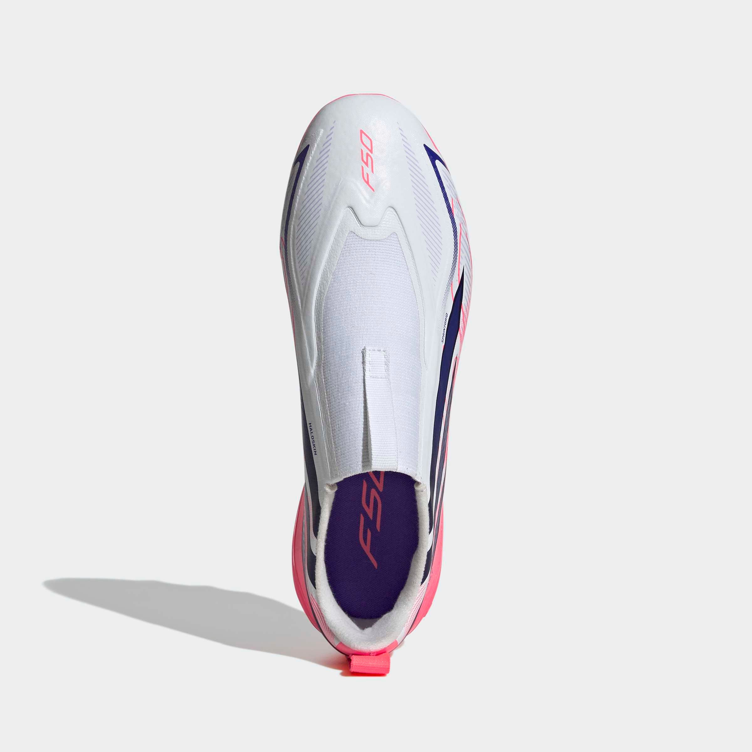 Chuteiras Adidas F50 Hyperfast League LL AG Júnior Branca/Rosa Adidas