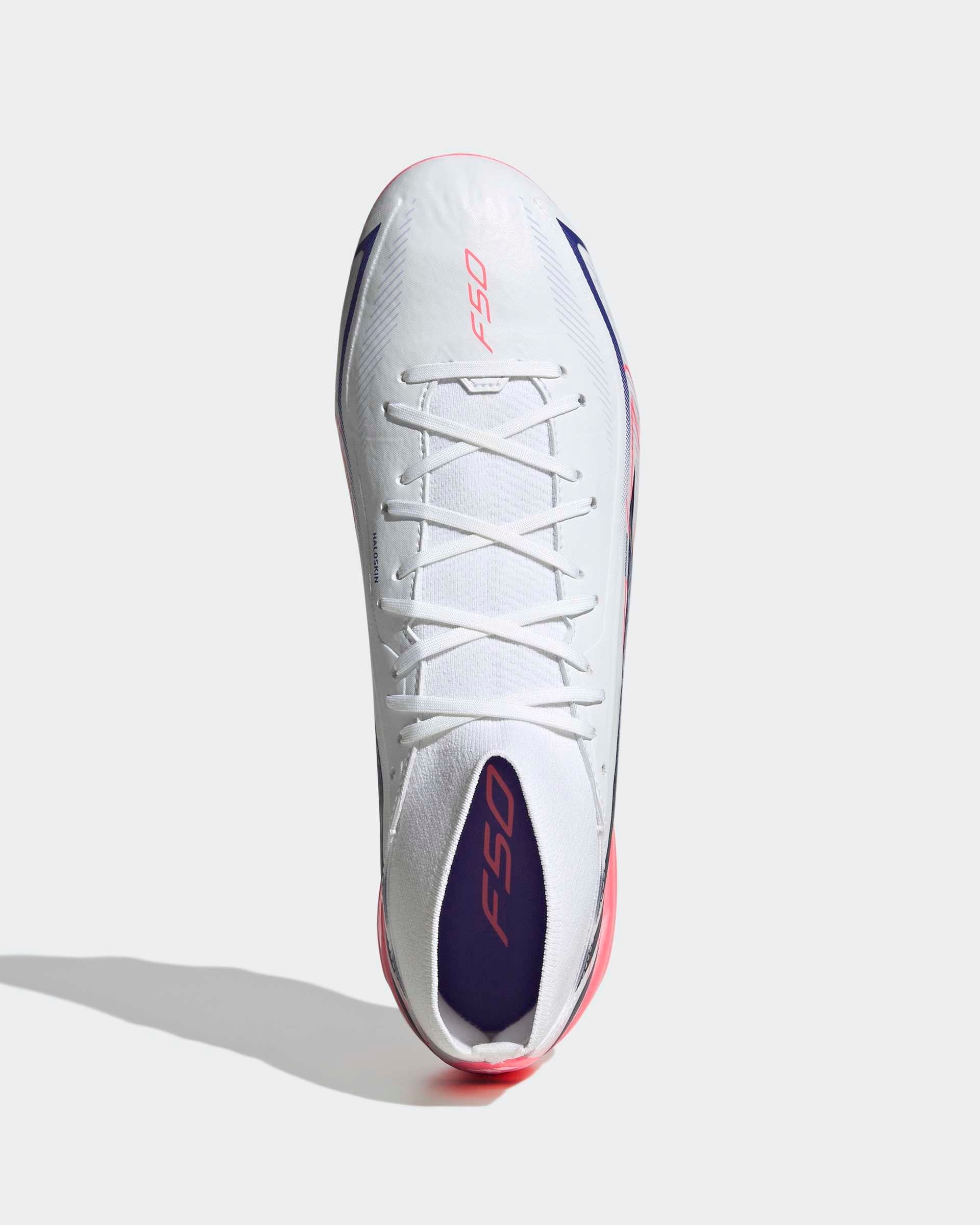 Chuteiras Adidas F50 Hyperfast League Mid FG Branco/Rosa Adidas
