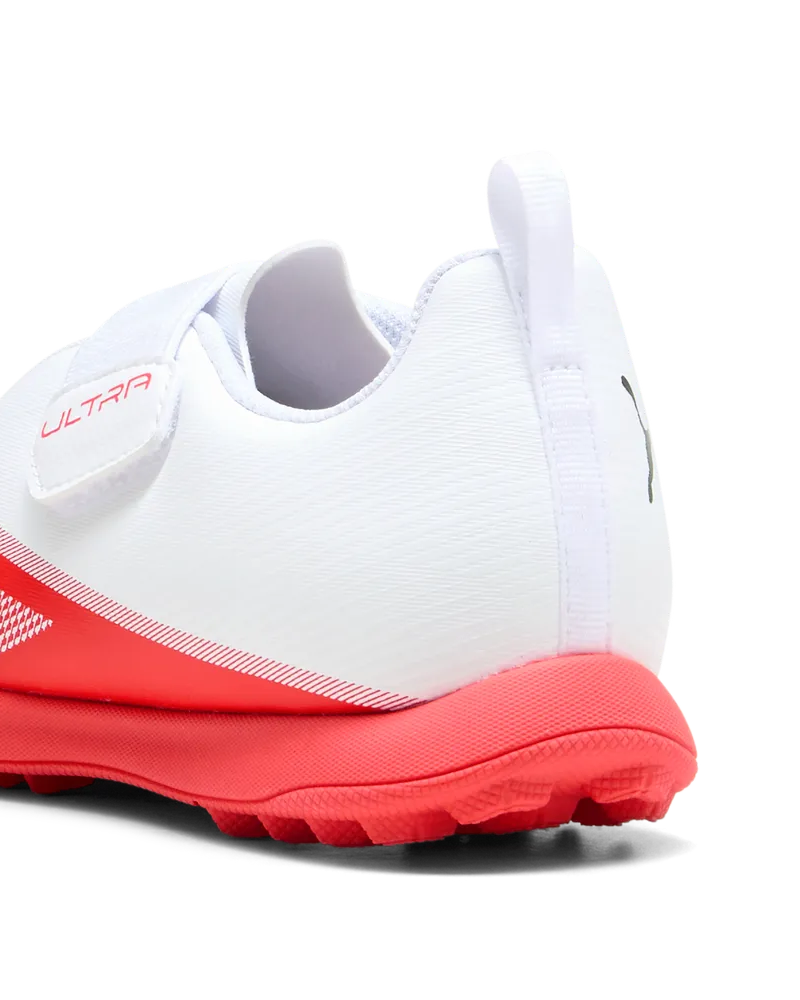 Chuteiras Criança Puma Ultra 7 Play TT Branco/Vermelho Puma