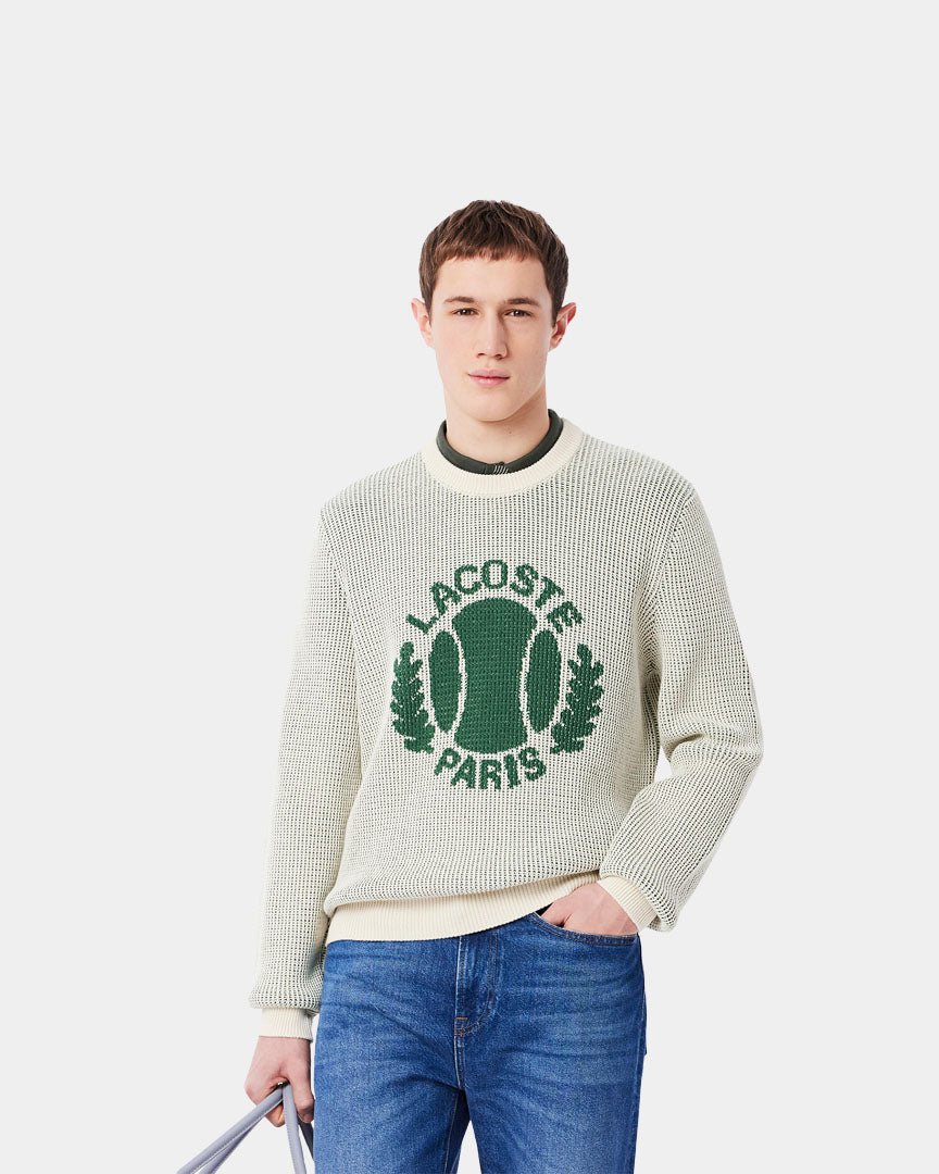 Lacoste Camisola de Malha de Padrão Jacquard Bege AH930900PT2