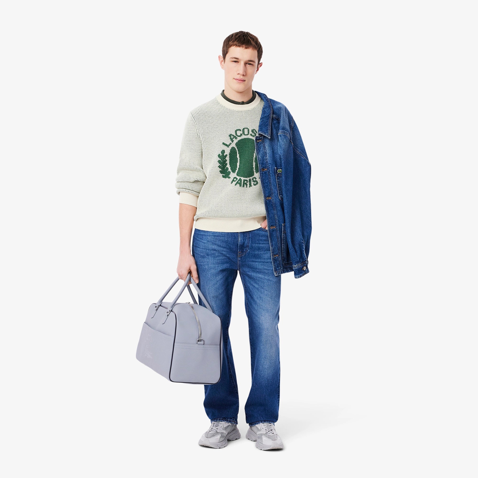 Lacoste Camisola de Malha de Padrão Jacquard Bege Lacoste