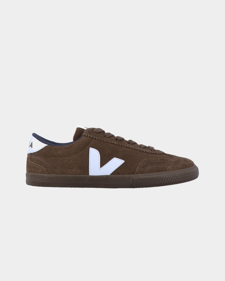 Sapatilhas Mulher Veja Volley Suede Castanho/Azul vista lateral