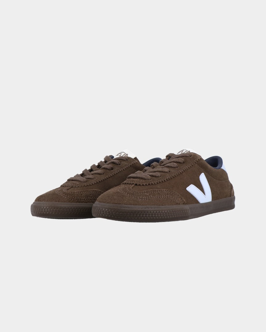 Sapatilhas Mulher Veja Volley Suede Castanho/Azul par vista frontal