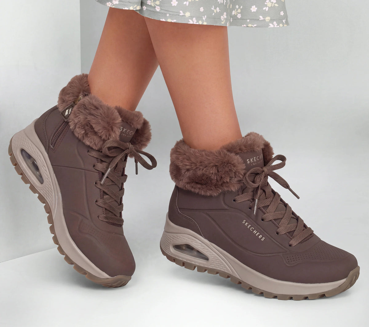 Bota Mulher Skechers Uno Rugged Antiderrapante Castanha Skechers