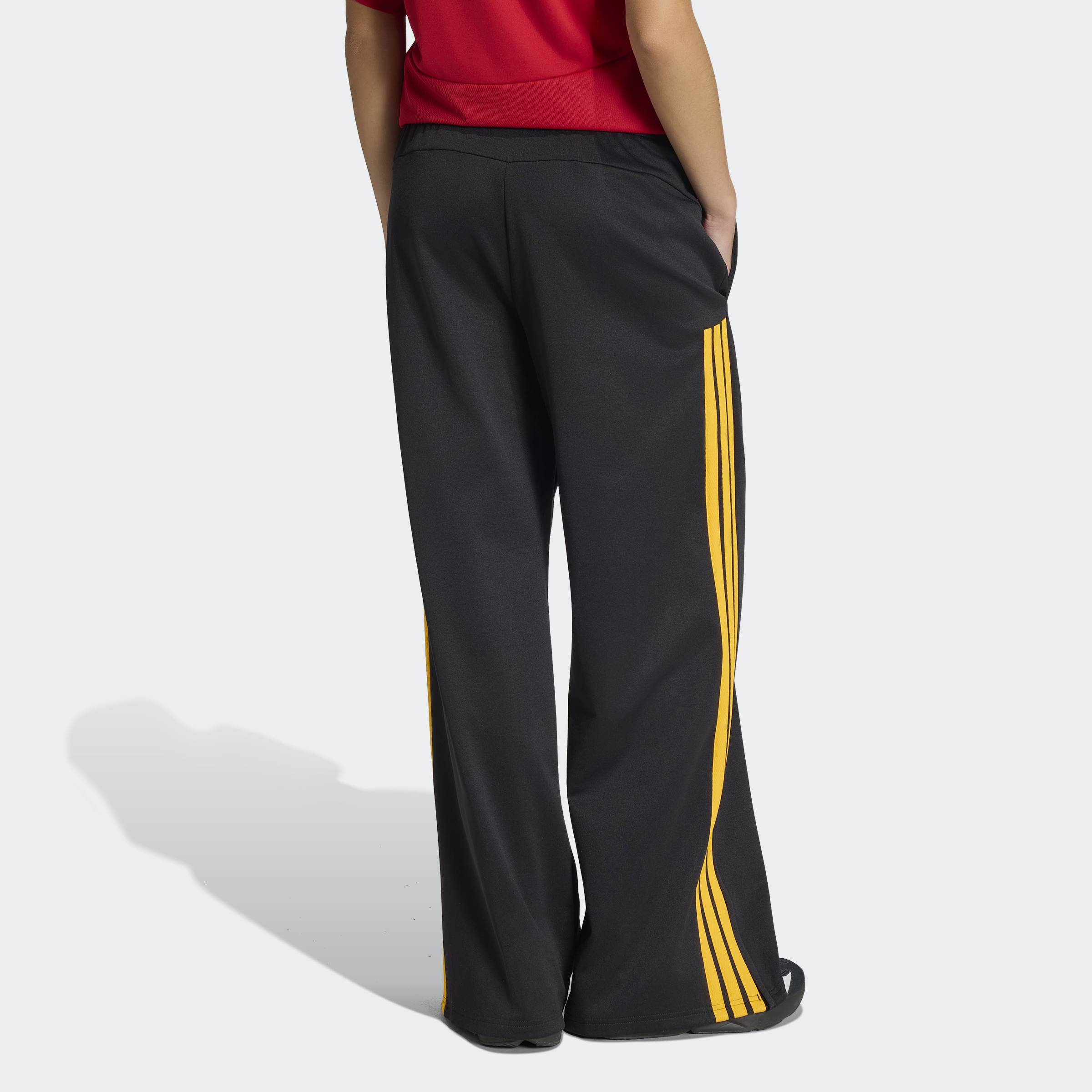 Calças Largas Mulher Adidas 3S Pretas/Amarelo Adidas