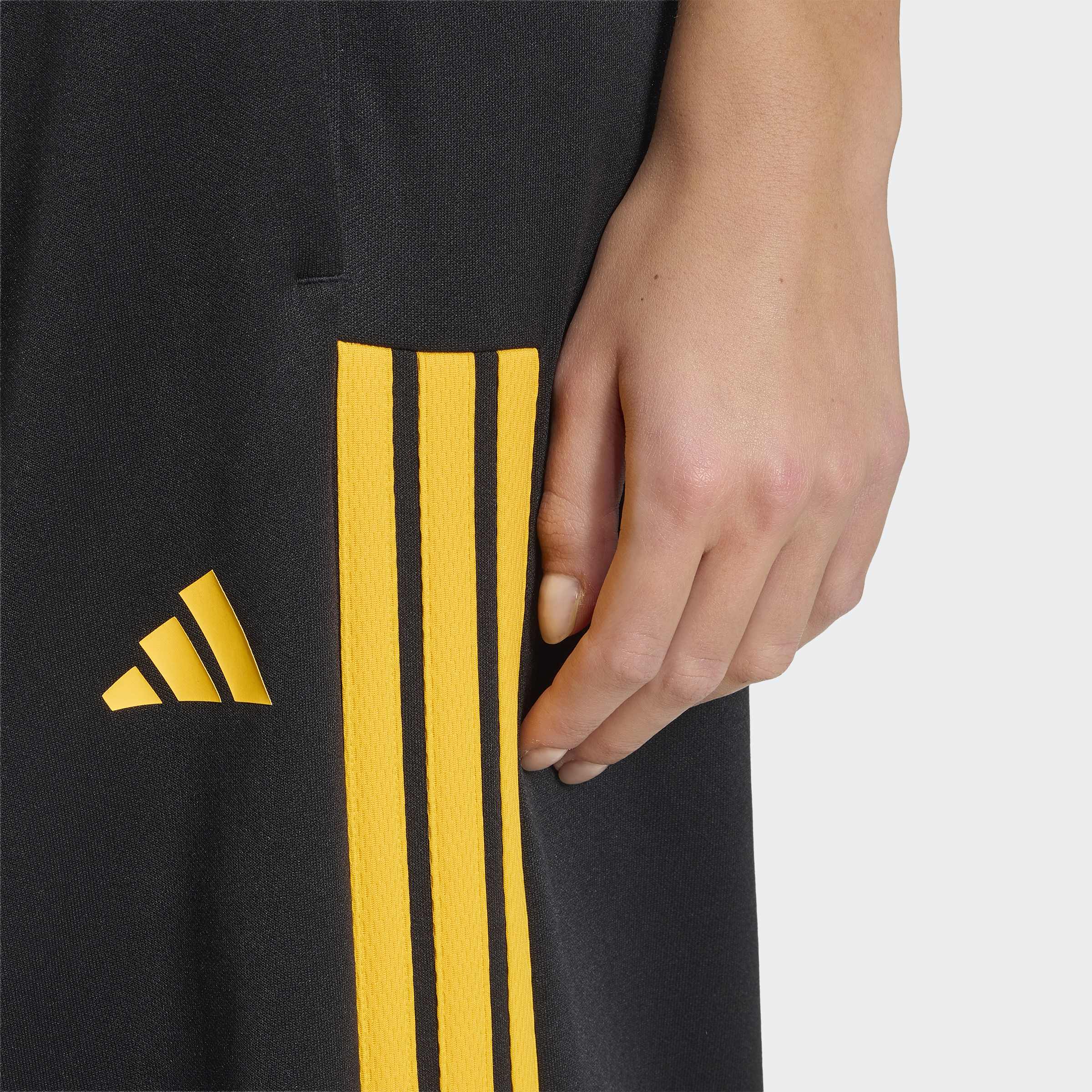 Calças Largas Mulher Adidas 3S Pretas/Amarelo Adidas