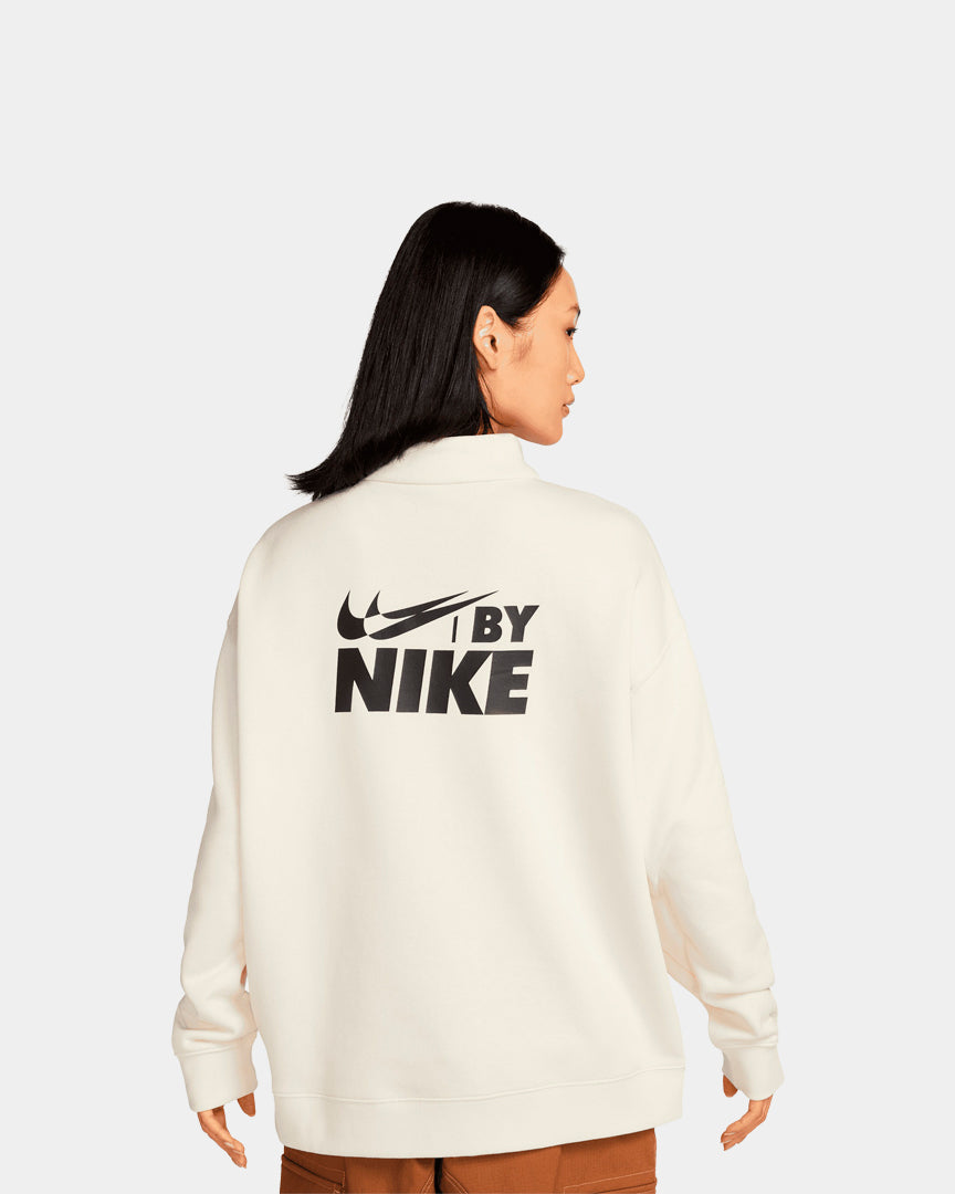 Camisola Mulher Nike 1/4 Fecho Oversized Cardada Bege