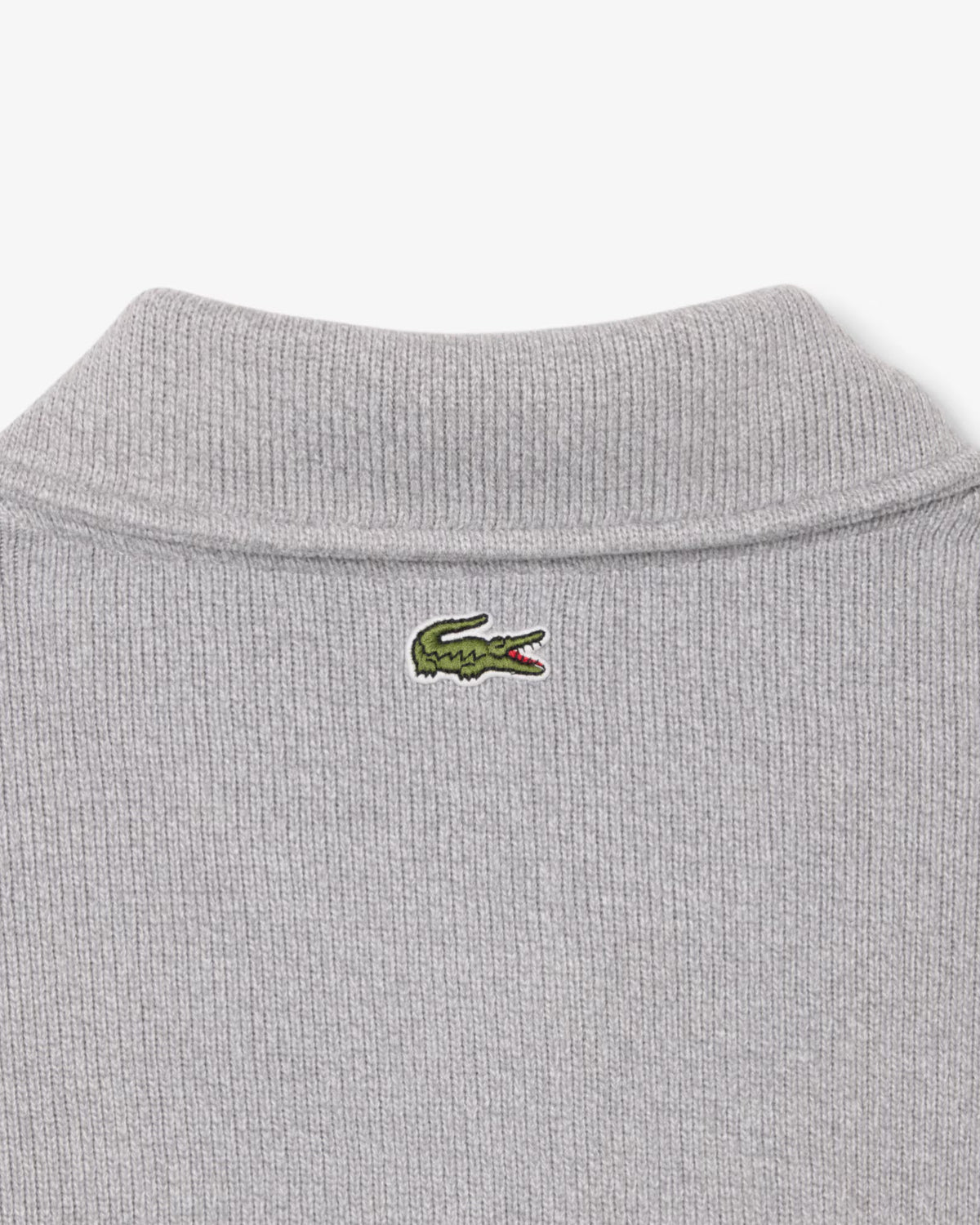 Camisola Oversize Mulher Lacoste com Gola Polo Canelada Cinza Lacoste