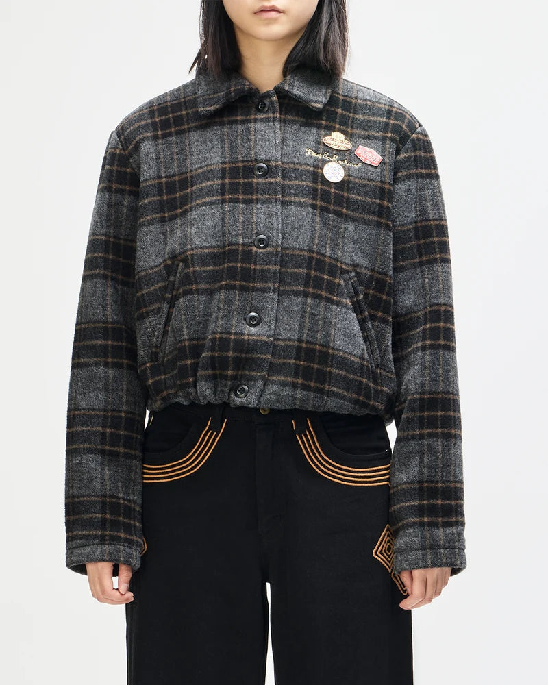 Casaco Mulher Deus Ex Machina Lost World Wool Blend Bomber Cinza/Preto Deus Ex Machina
