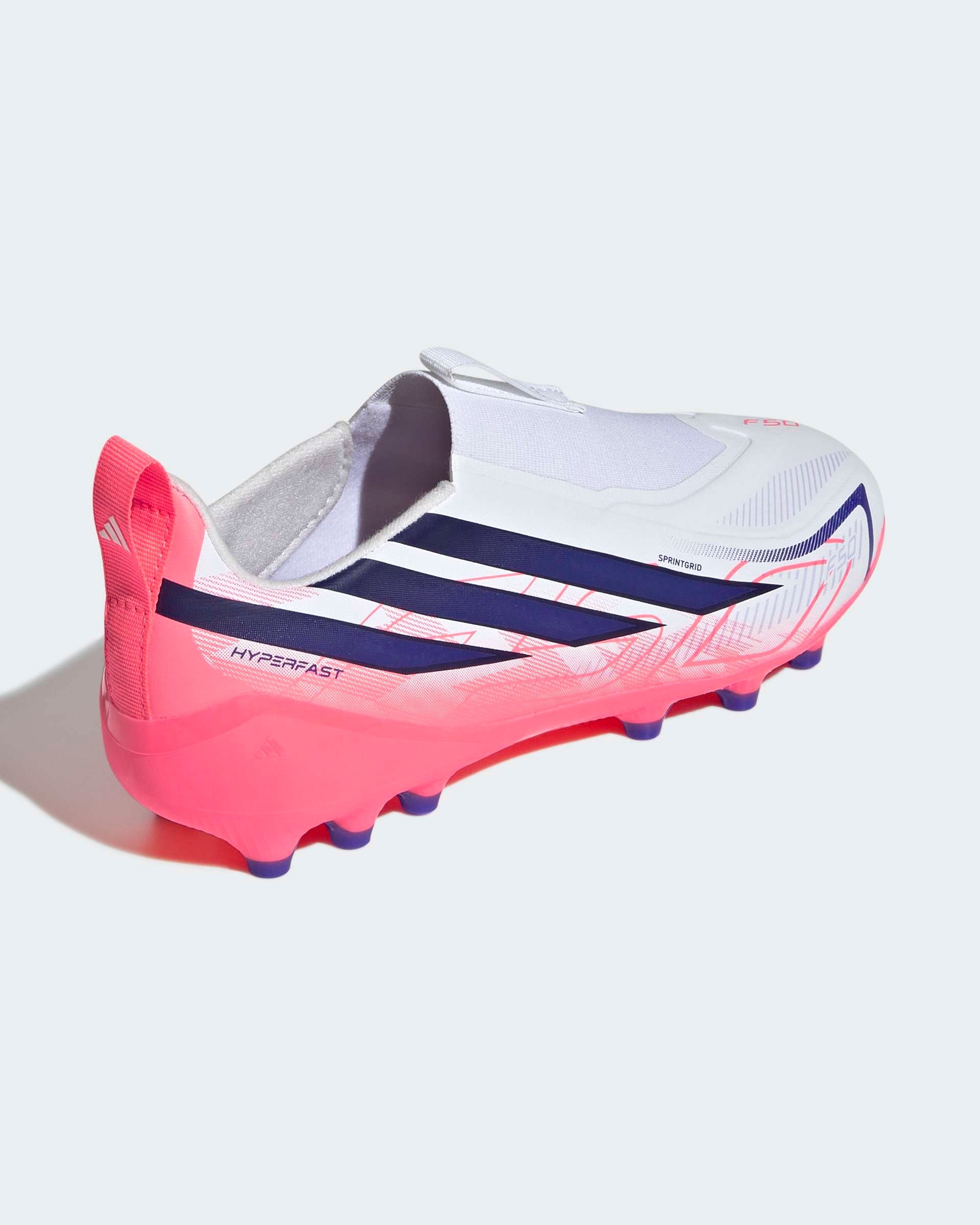 Chuteiras Adidas F50 Hyperfast League LL AG Júnior Branca/Rosa Adidas