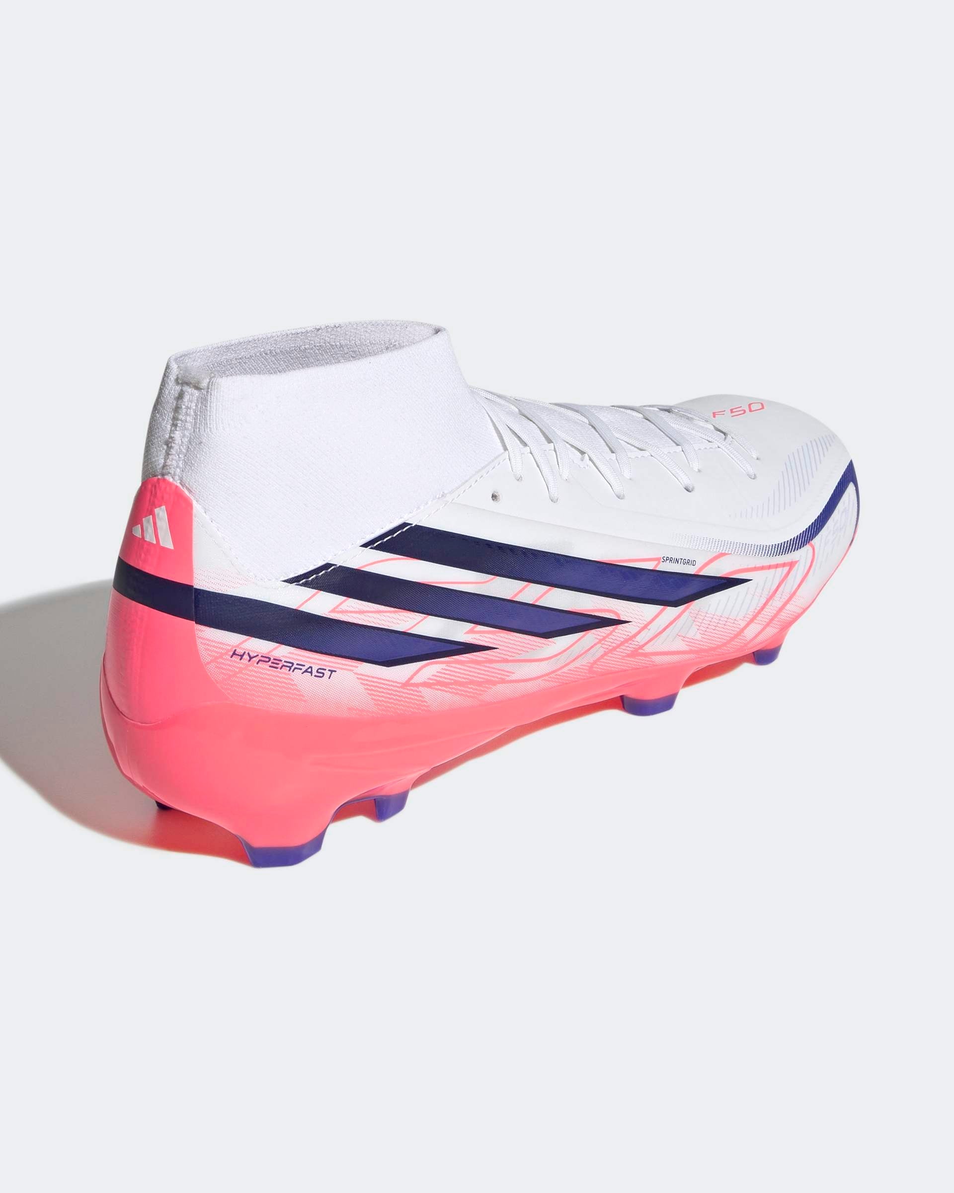 Chuteiras Adidas F50 Hyperfast League Mid FG Branco/Rosa Adidas