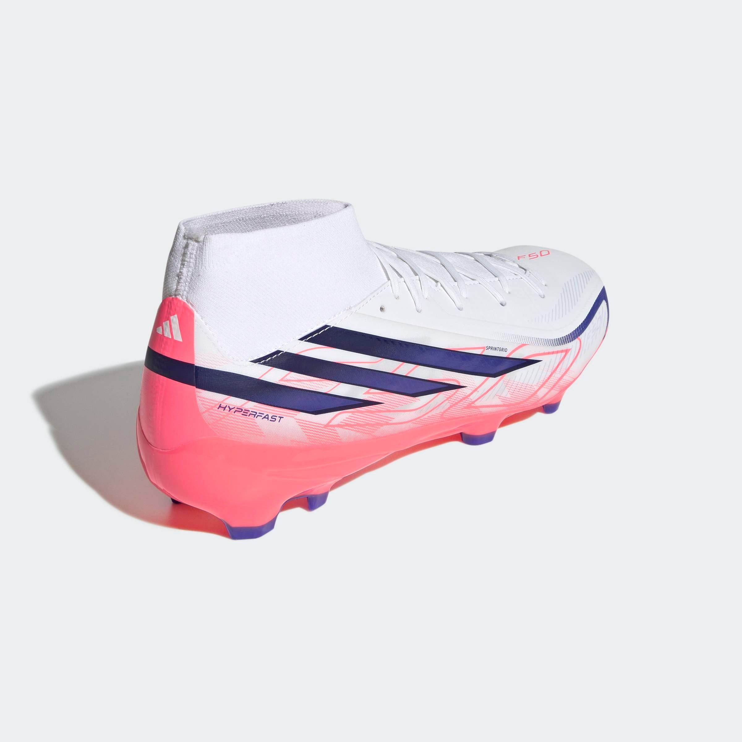 Chuteiras Adidas F50 Hyperfast League Mid FG Branco/Rosa Adidas