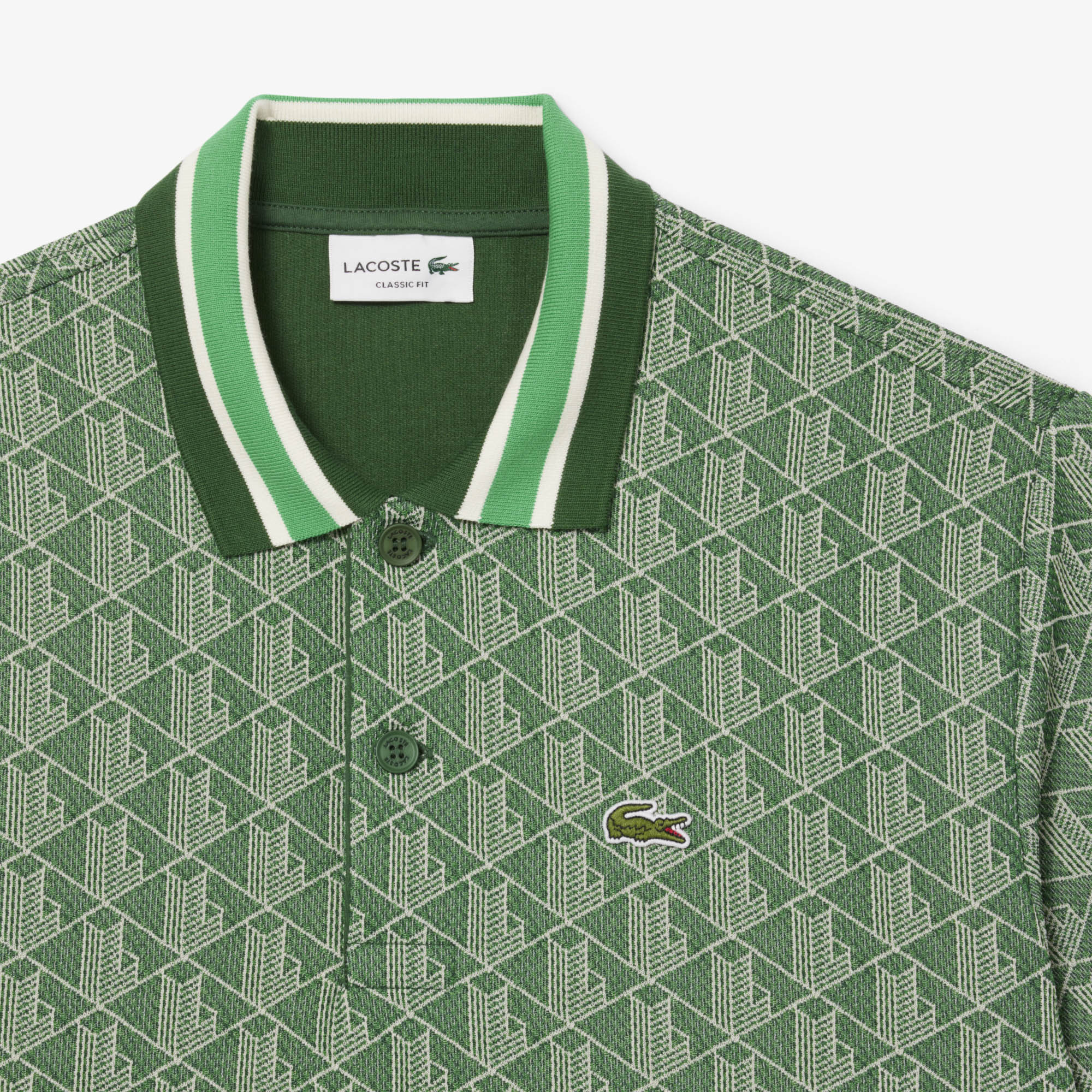 Lacoste Polo Jacquard Monograma Verde Lacoste