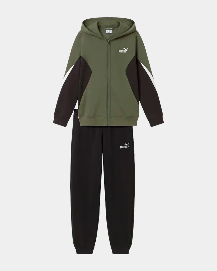 Fato de Treino Júnior Puma Essentials Colourblocked Cardado Verde Puma