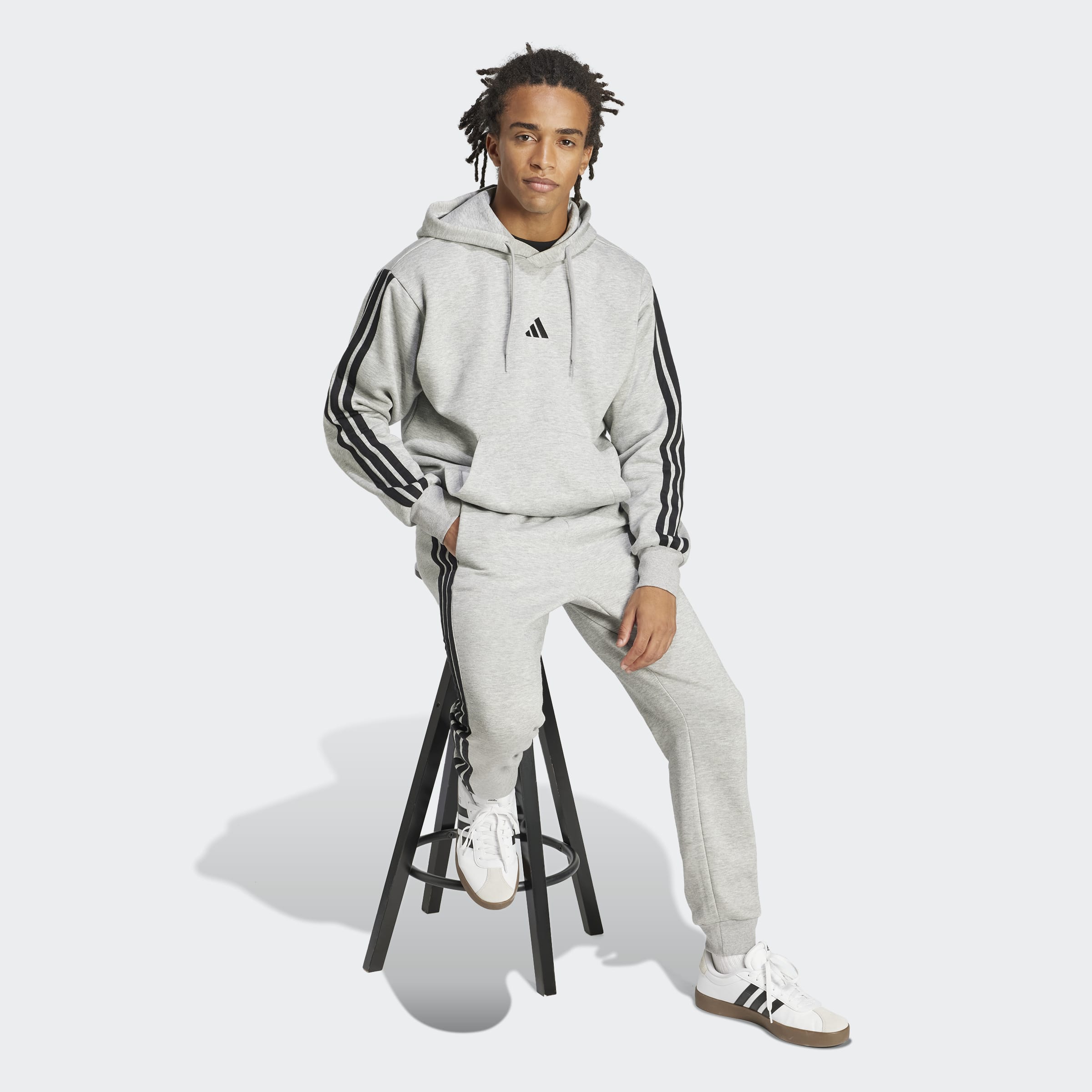 Adidas Camisola Essentials 3-Stripes Fleece Cinza Adidas