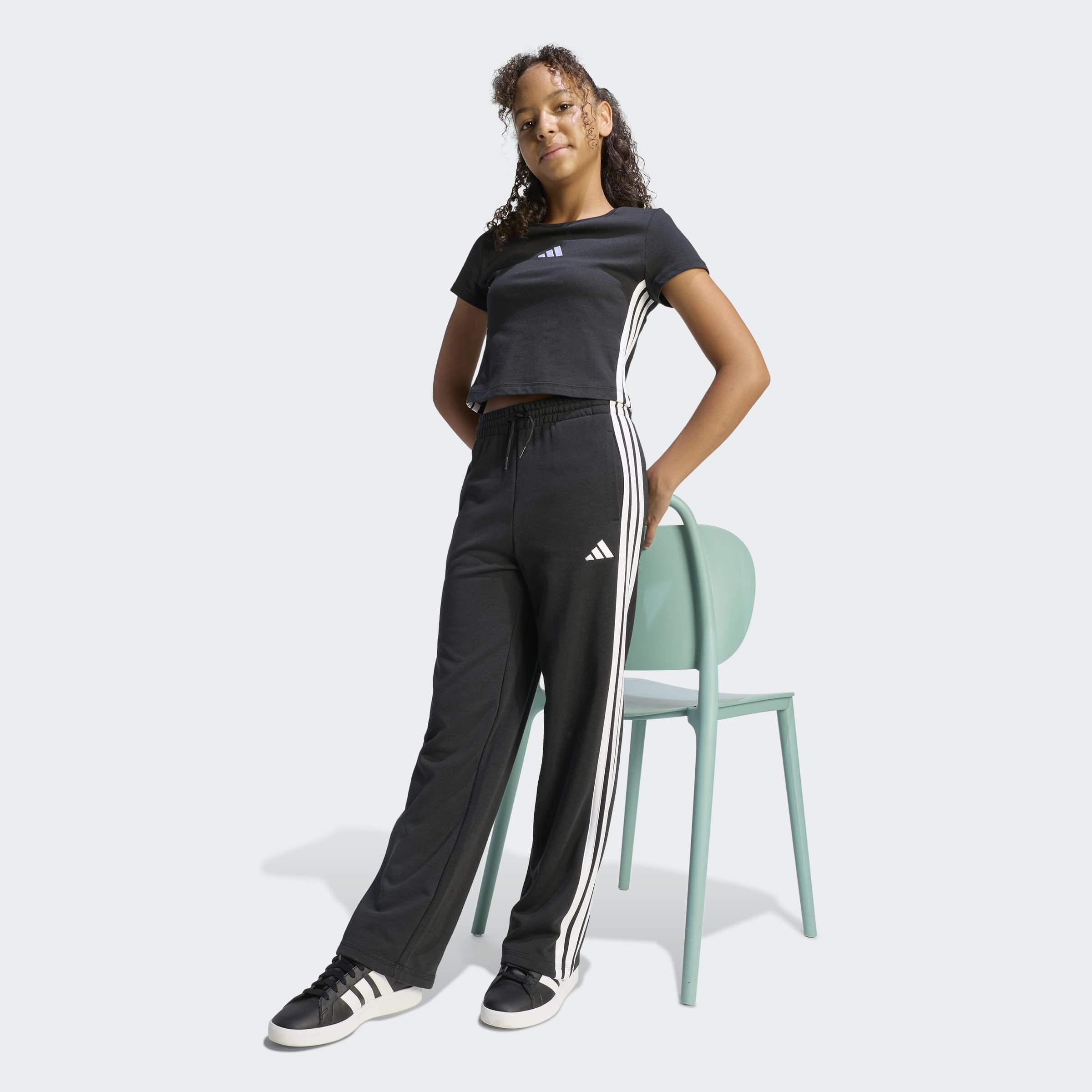 Adidas Calças 3S J Preto/Branco Adidas