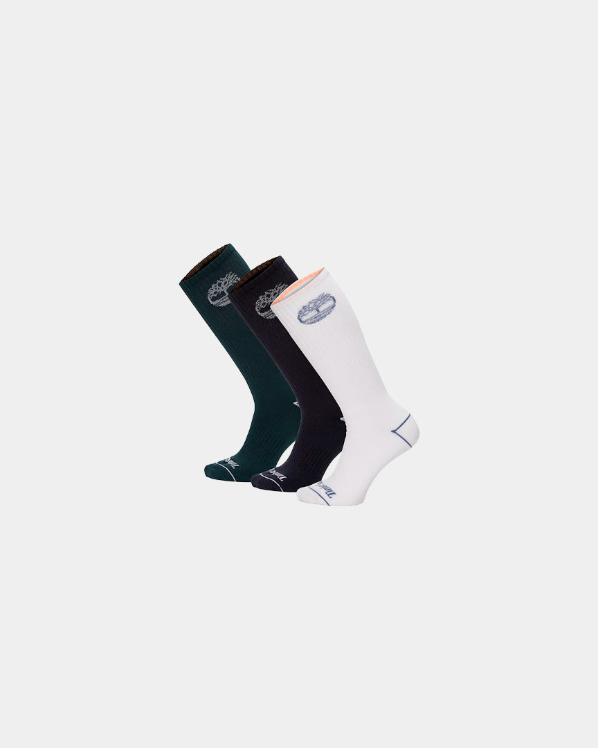 Meias Timberland Bowden Cano Médio Almofadadas 3P Multicor