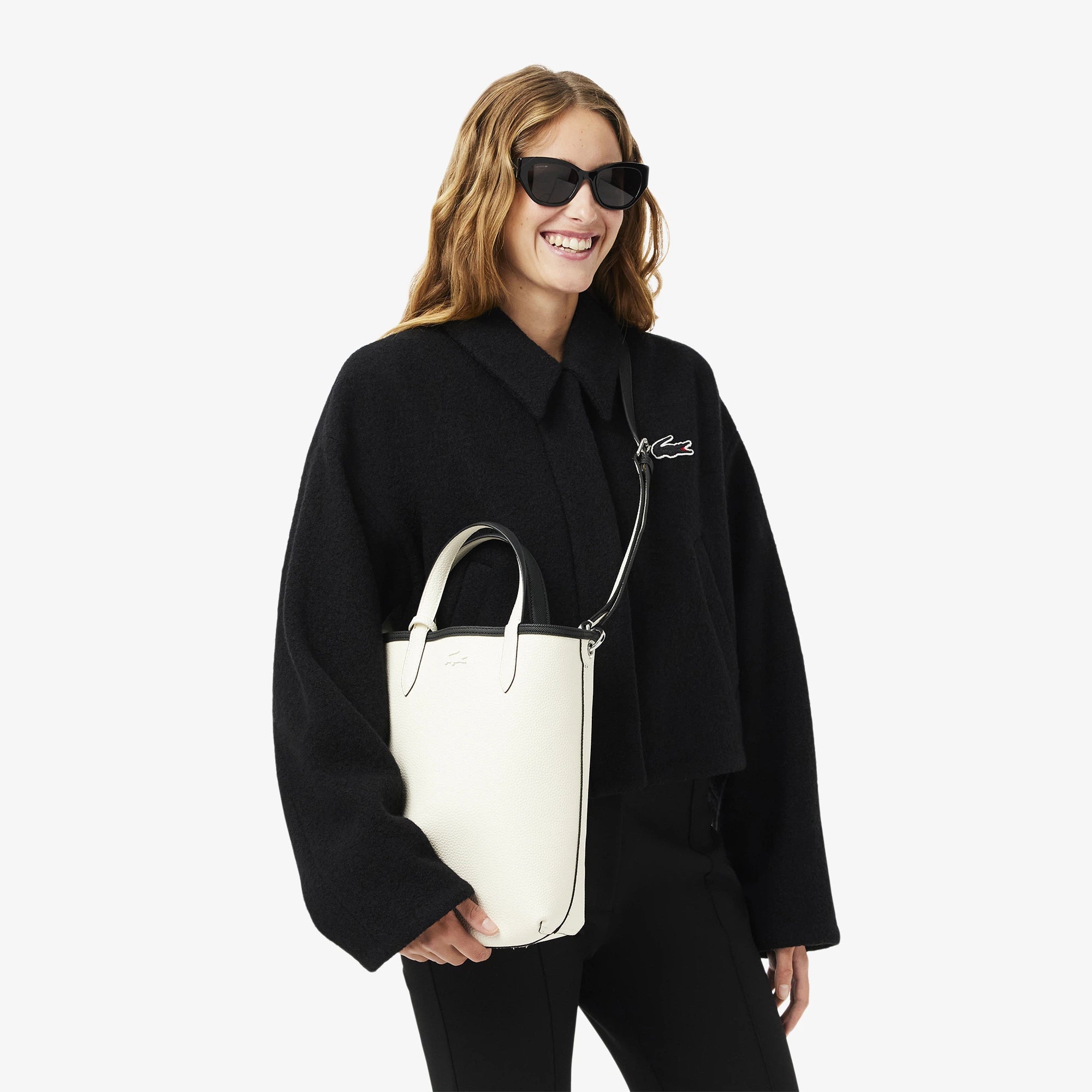 Lacoste Saco Tote Reversível Preto/Bege Lacoste