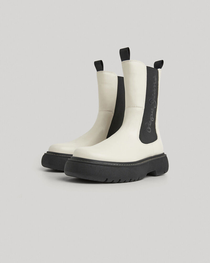 Pepe Jeans Botas Cano Alto Yoko Chelsea Brancas Pepe Jeans