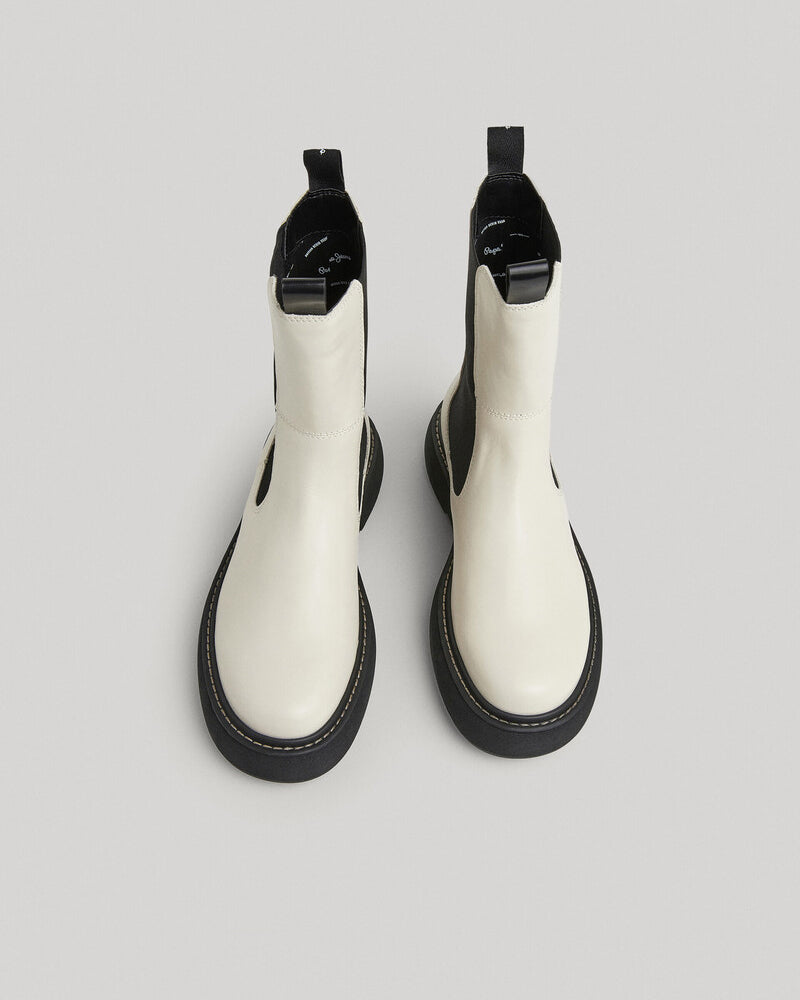 Pepe Jeans Botas Cano Alto Yoko Chelsea Brancas Pepe Jeans