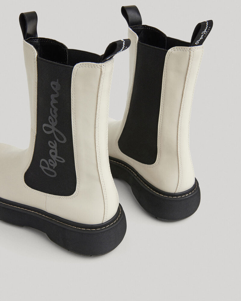 Pepe Jeans Botas Cano Alto Yoko Chelsea Brancas Pepe Jeans