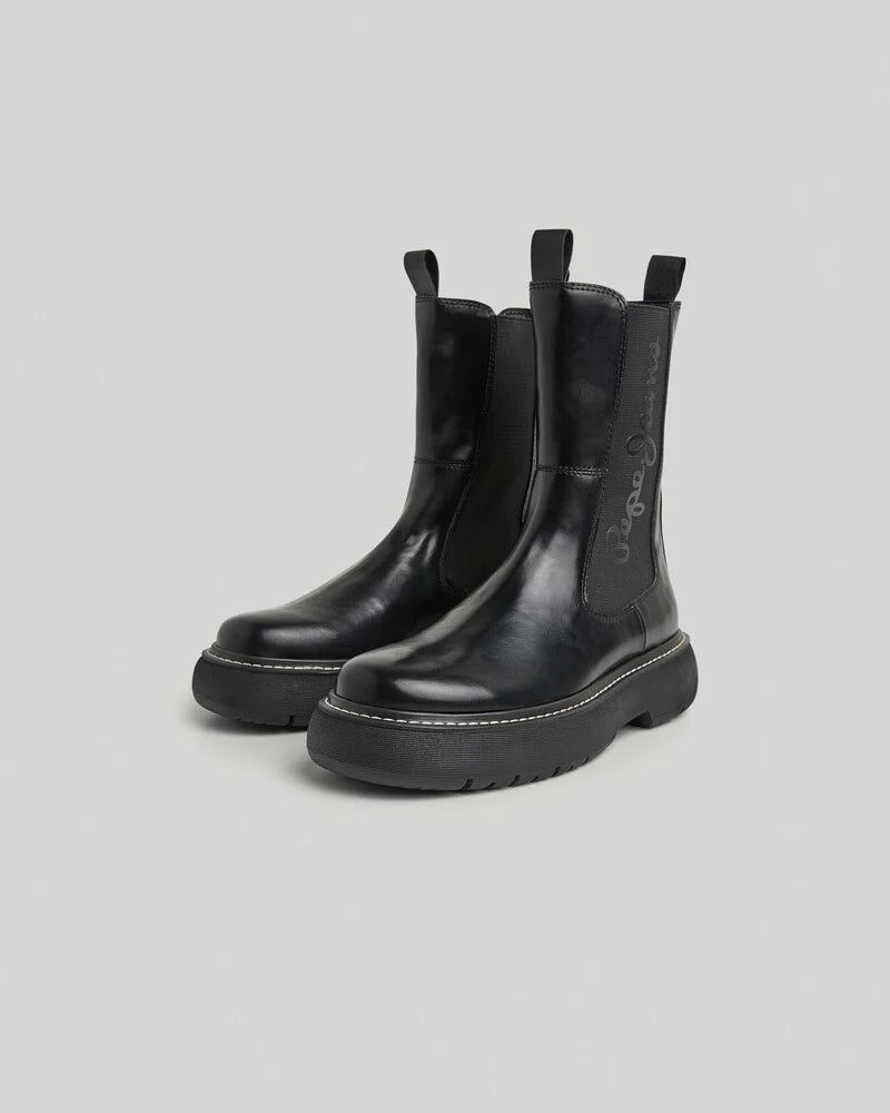 Pepe Jeans Botas Cano Alto Yoko Chelsea Pretas Pepe Jeans