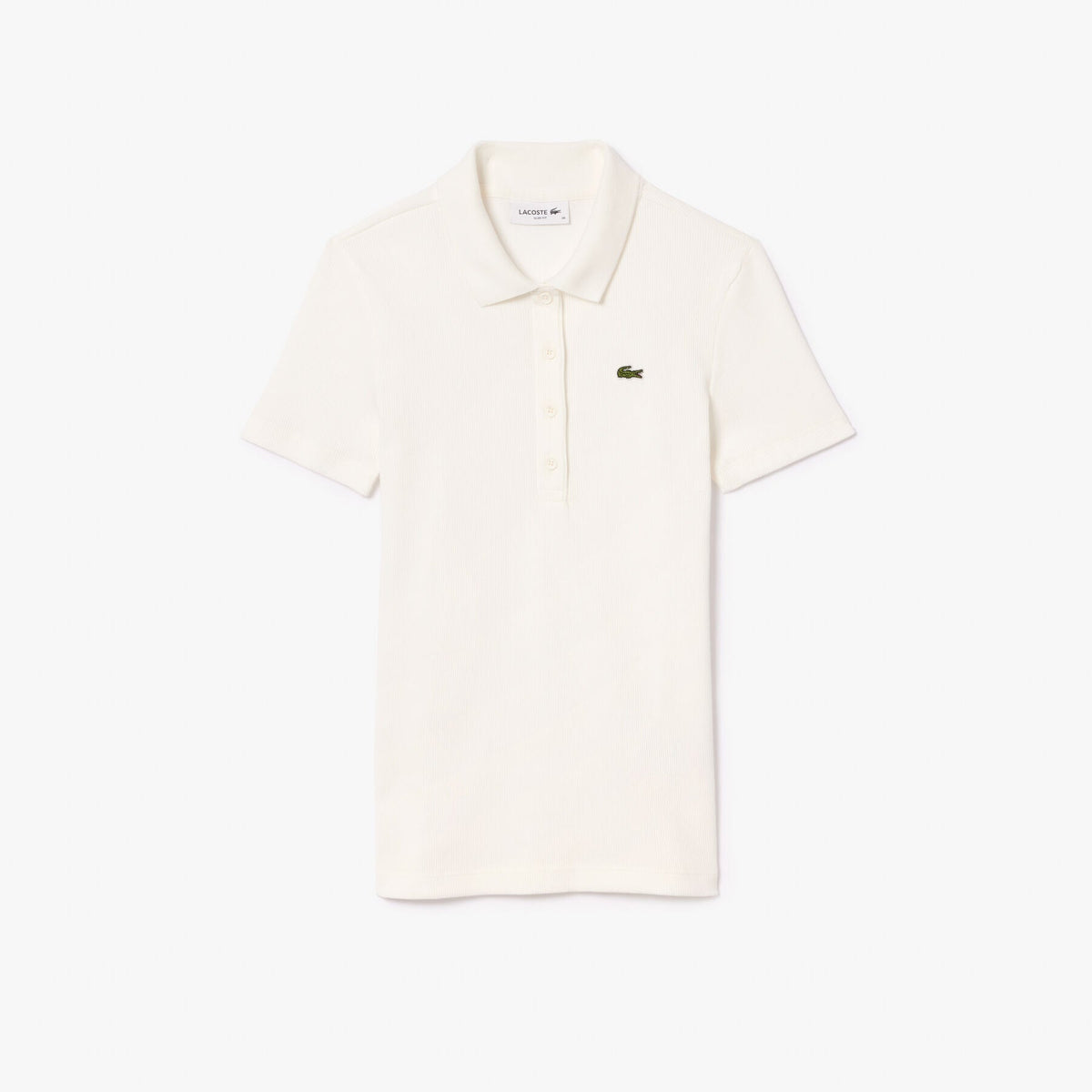 Polo Mulher Lacoste L.12.D de Algodão Canelado Slim Fit Branco Lacoste