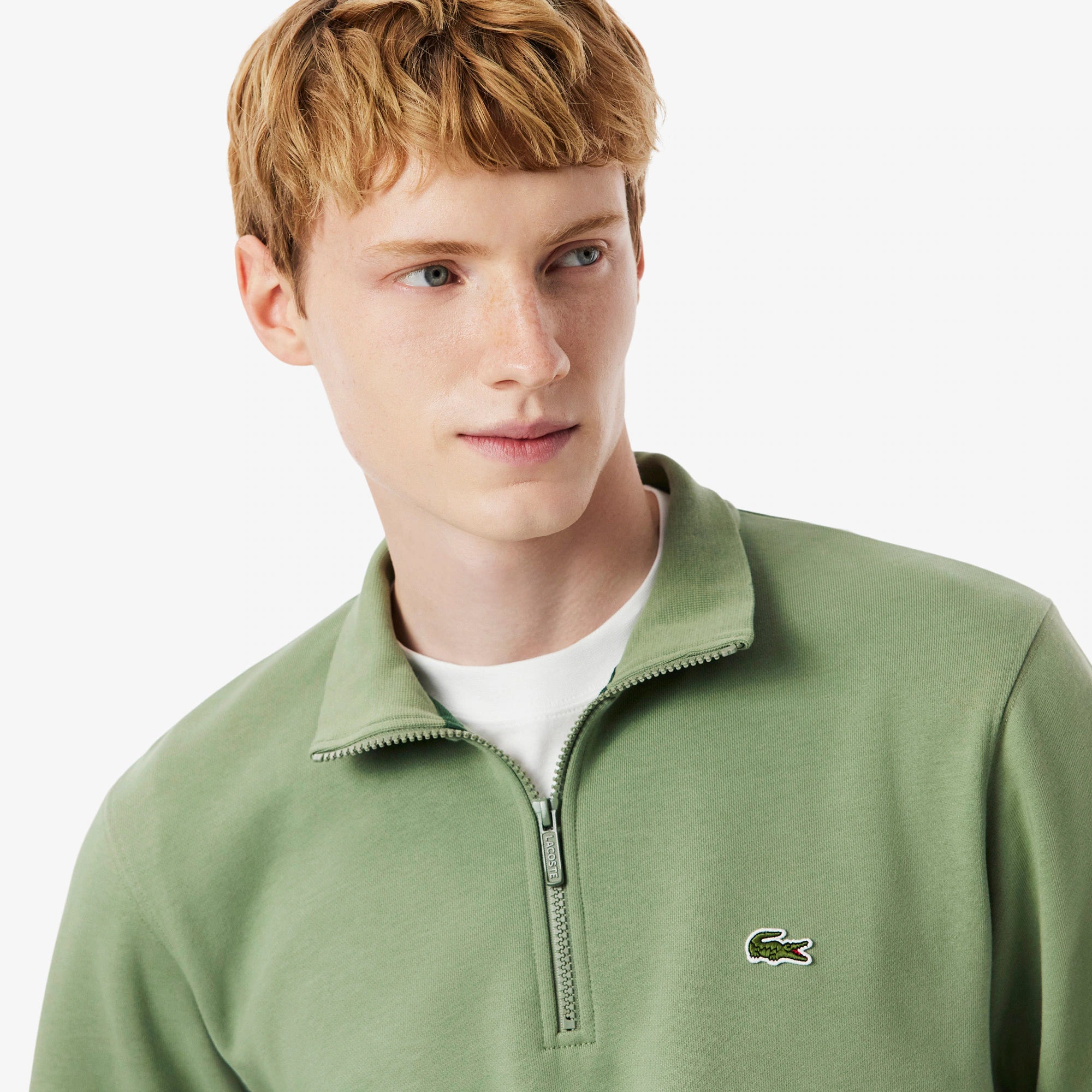 Lacoste Sweatshirt em felpa com zip e gola alta Verde Lacoste