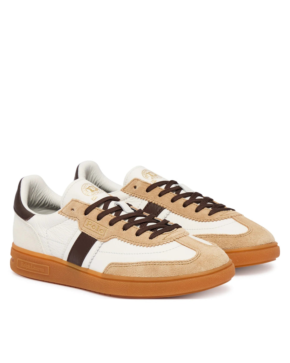 Sapatilhas Mulher Ralph Lauren Bedford Branca/Castanho Polo Ralph Lauren