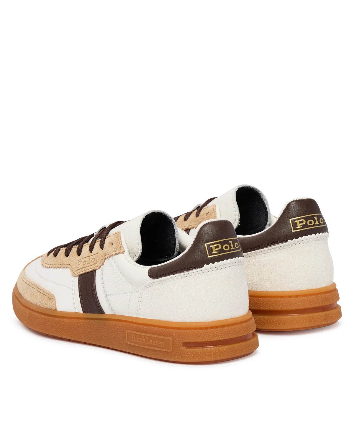 Sapatilhas Mulher Ralph Lauren Bedford Branca/Castanho Polo Ralph Lauren