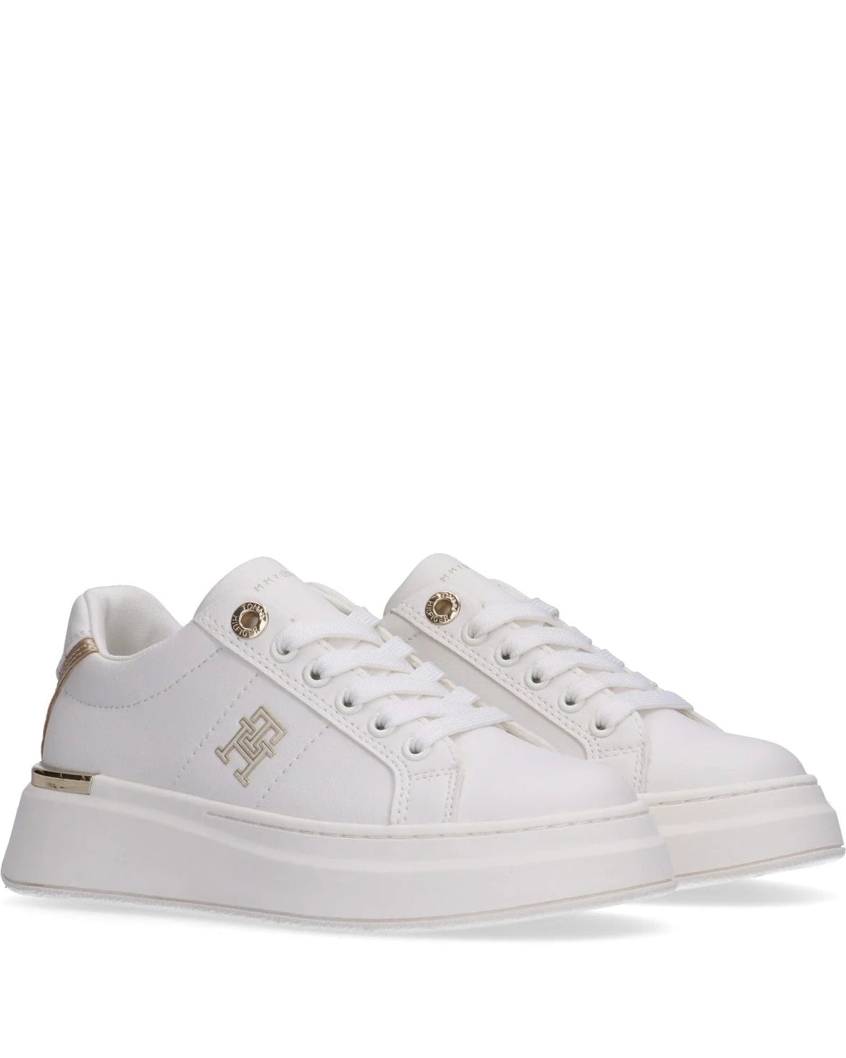 Sapatilhas Tommy Hilfiger Low Cut Lace-up Mulher Branca/Dourada