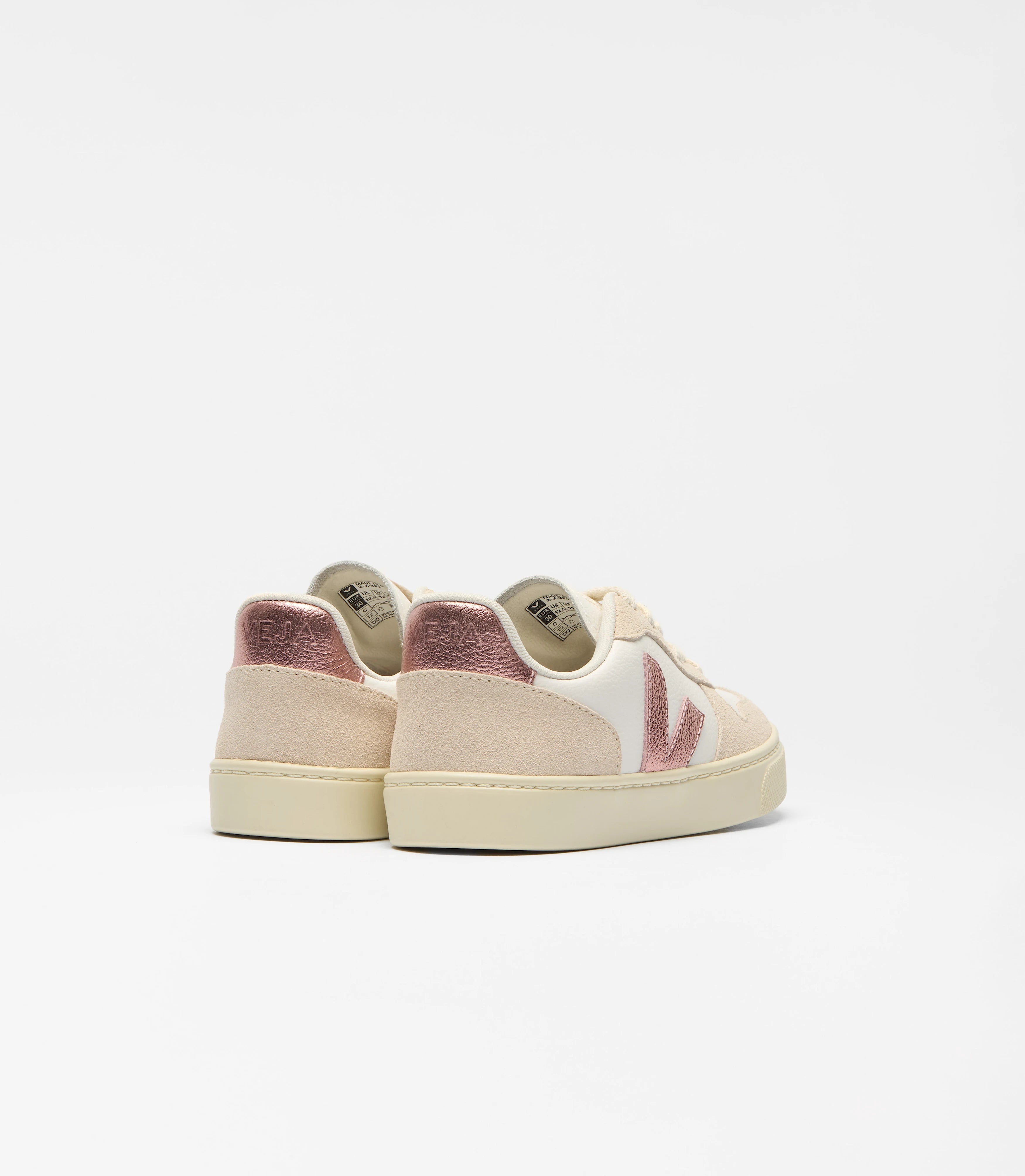 Sapatilhas Veja Mulher Small V-10 Leather Branco/Rosa Veja