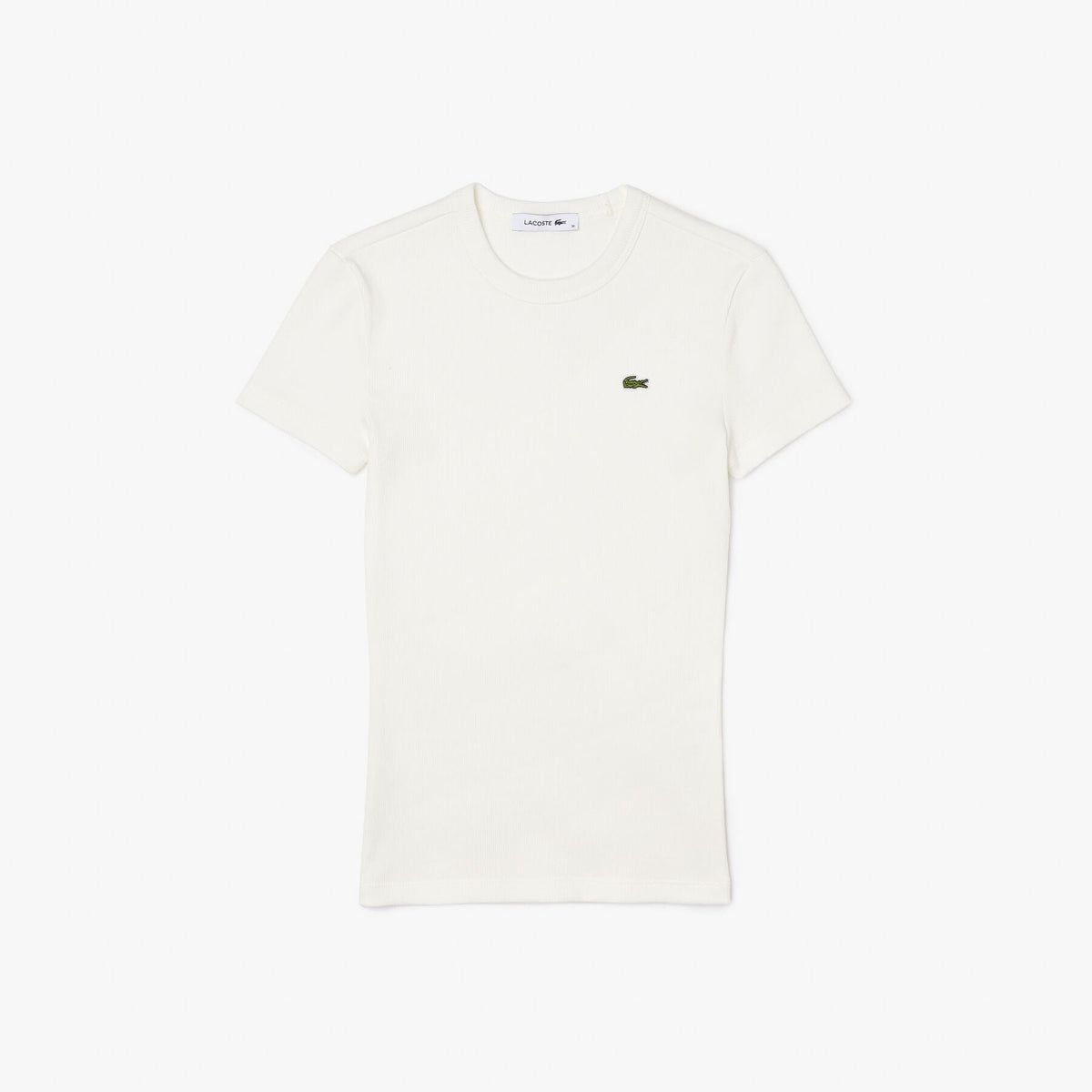 T-shirt Mulher Lacoste Algodão Canelado Slim Fit Branca Lacoste