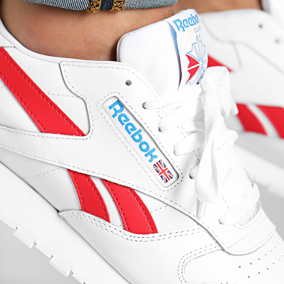 Reebok Classic Leather Branco/Vermelho/Azul Reebok