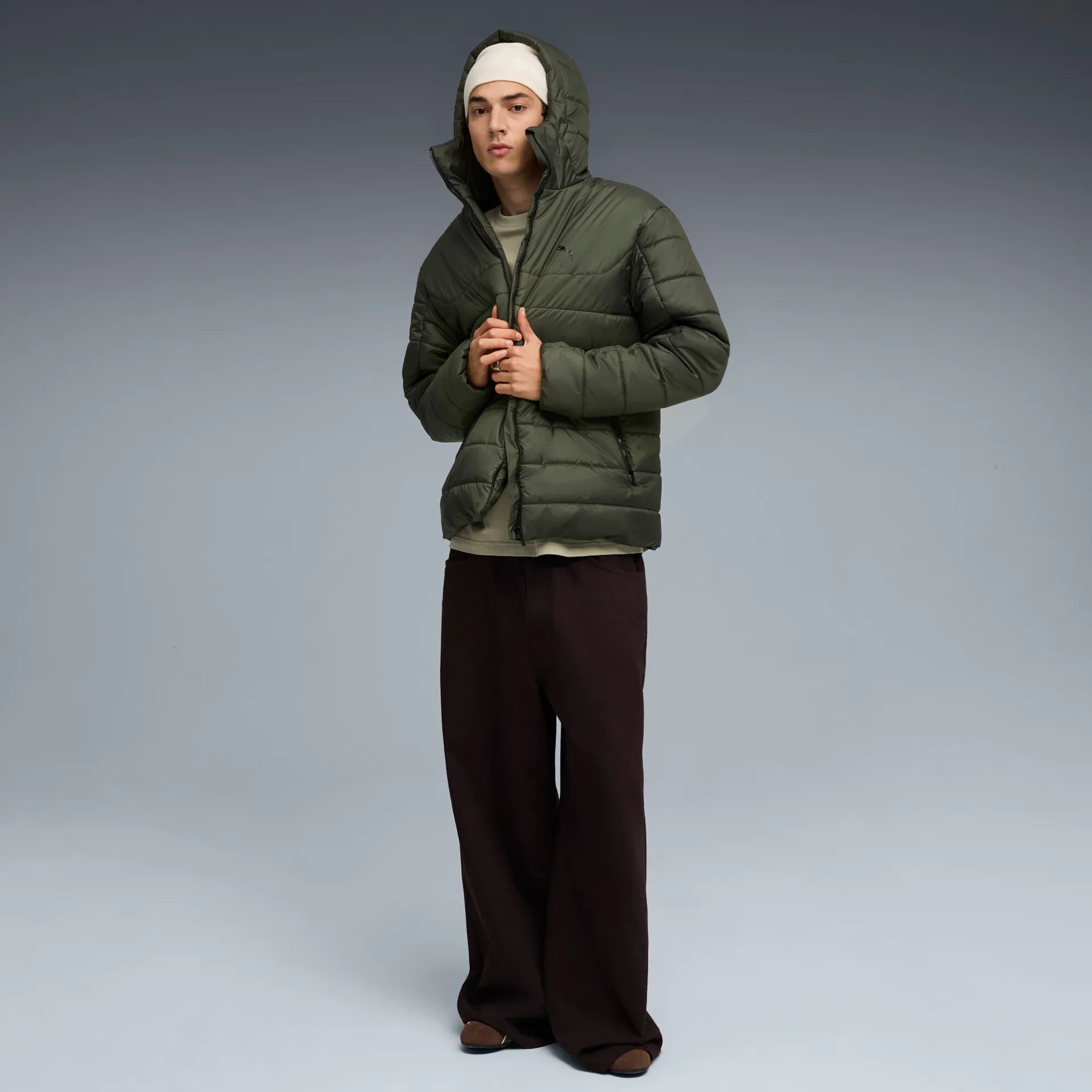 Puma Casaco Essentials Hooded Padded Verde Puma