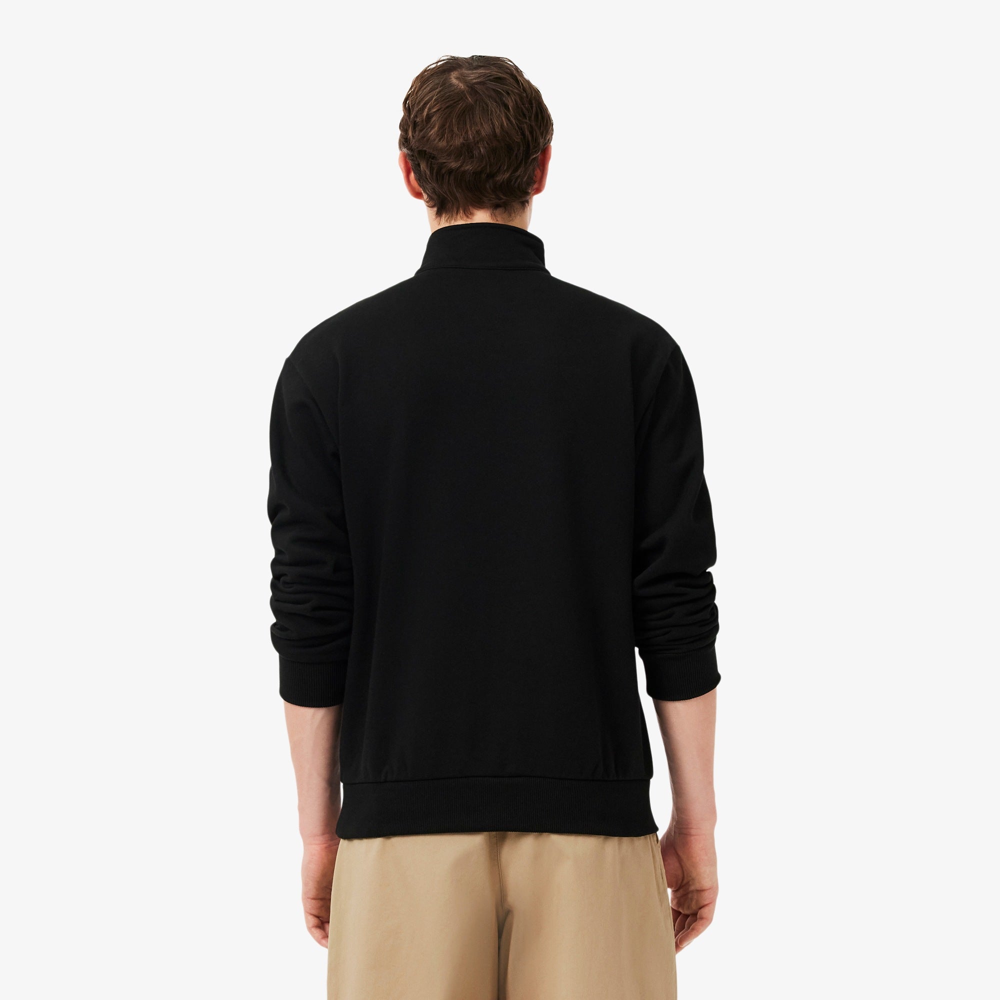 Camisola Cardada Homem Lacoste com Fecho e Gola Preta Lacoste 