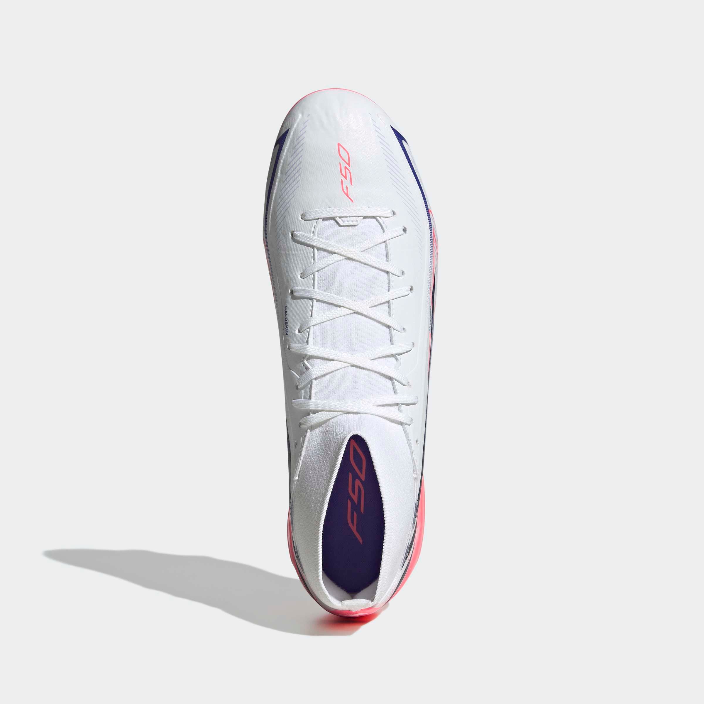Chuteiras Adidas F50 Hyperfast League Mid FG Branco/Rosa Adidas 