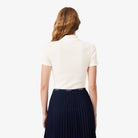 Polo Mulher Lacoste L.12.D de Algodão Canelado Slim Fit Branco Lacoste 