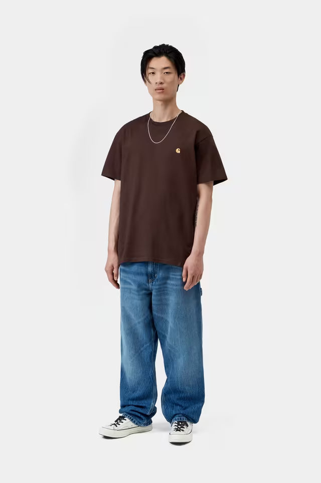 T-Shirt Homem Carhartt WIP Chase Castanha Carhartt 