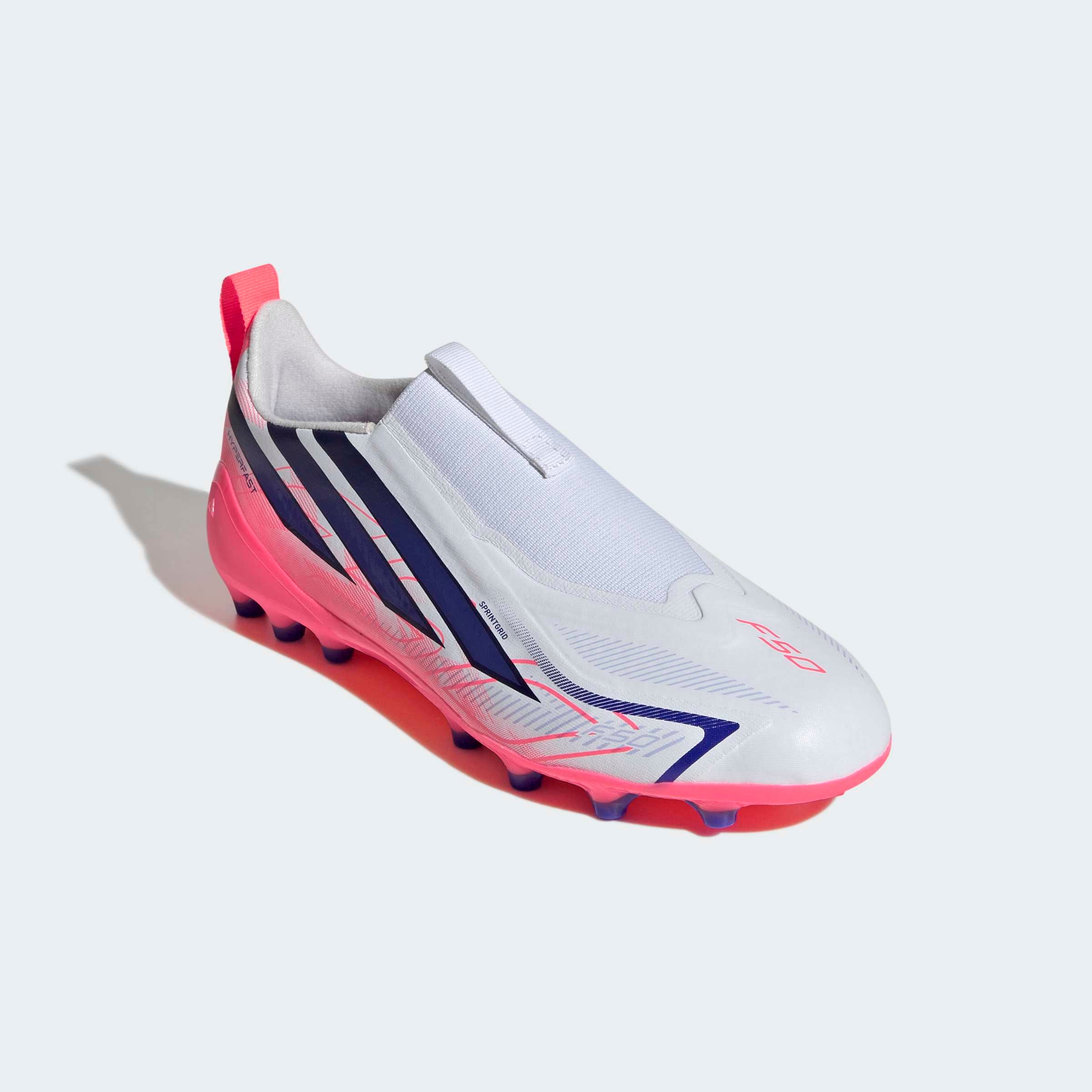 Chuteiras Adidas F50 Hyperfast League LL AG Júnior Branca/Rosa Adidas 