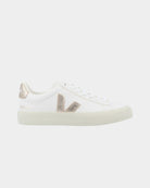 Sapatilhas Mulher Veja Campo Leather Branco/Dourado vista lateral