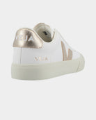 Sapatilhas Mulher Veja Campo Leather Branco/Dourado vista traseira