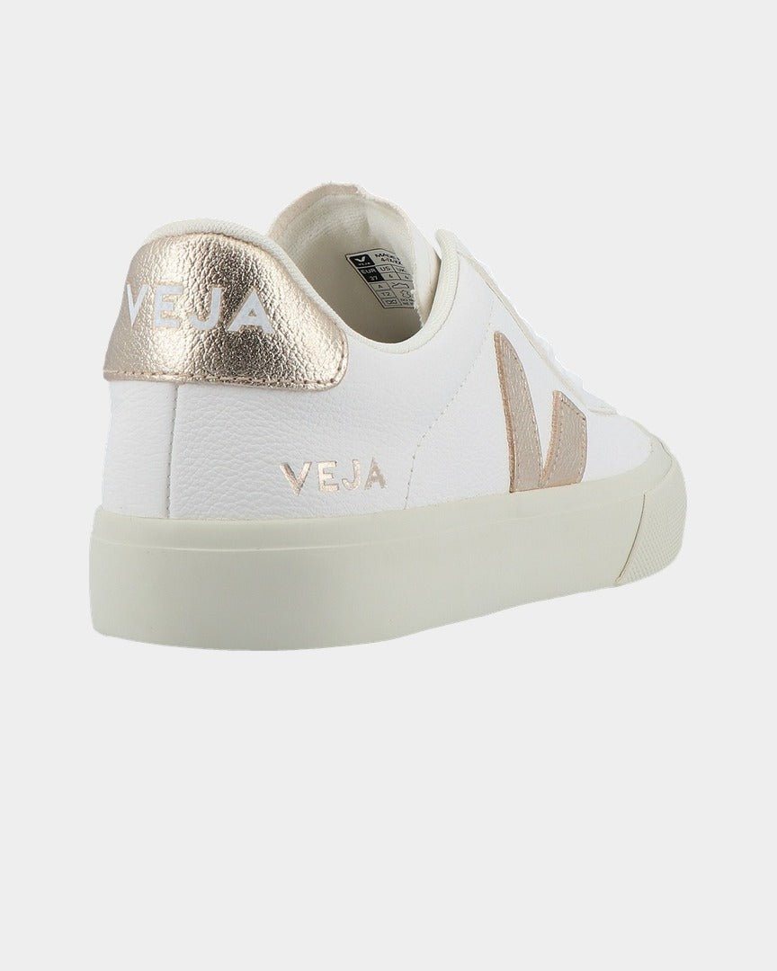 Sapatilhas Mulher Veja Campo Leather Branco/Dourado vista traseira