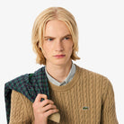 Lacoste Sweater de algodão e malha de cabo Bege Lacoste 