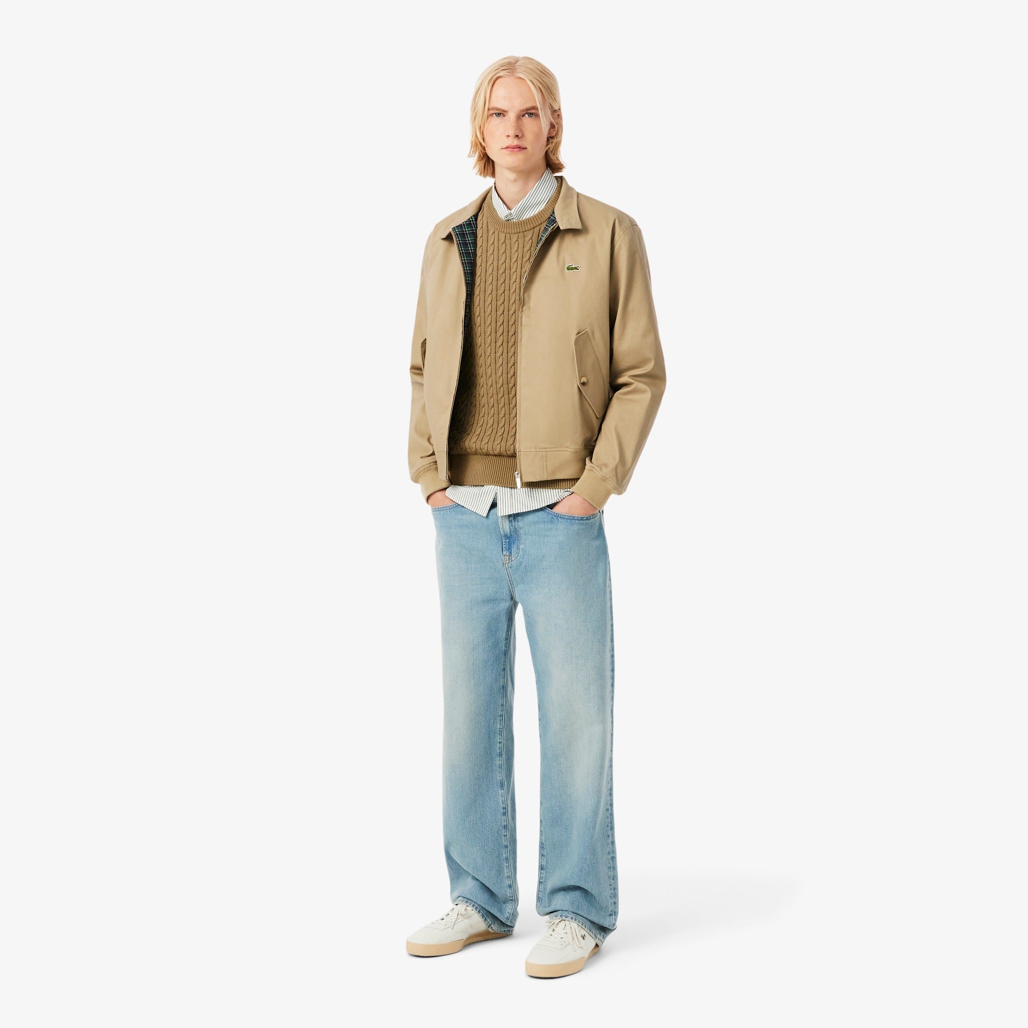 Lacoste Sweater de algodão e malha de cabo Bege Lacoste 