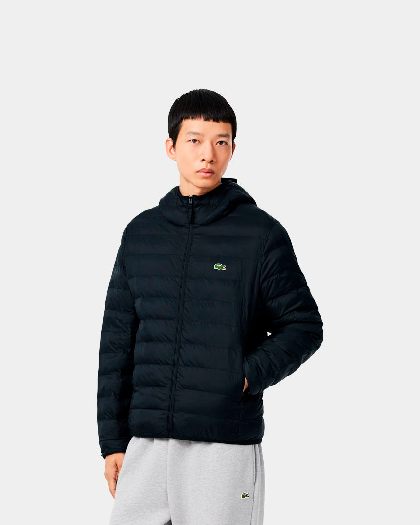 Blusão Homem Lacoste Corta-vento de Penas Impermeável Preto Lacoste 