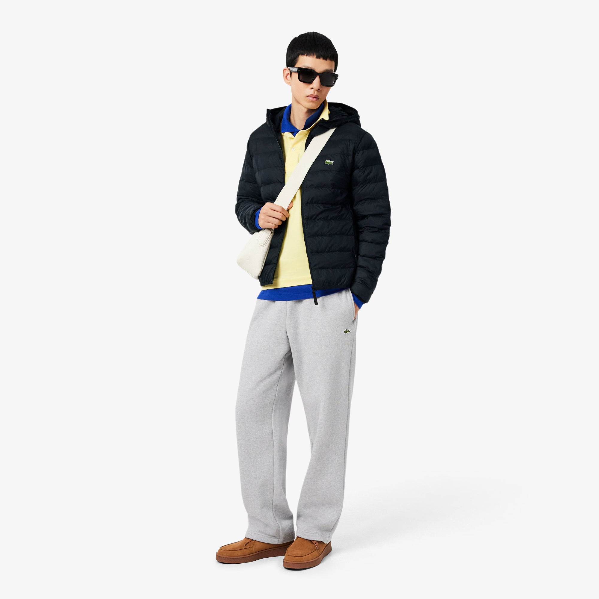 Blusão Homem Lacoste Corta-vento de Penas Impermeável Preto Lacoste 