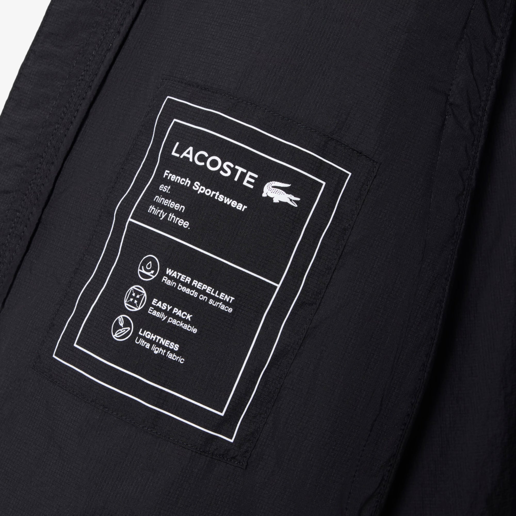 Blusão Lacoste Impermeável Dobrável Homem Preto Lacoste 