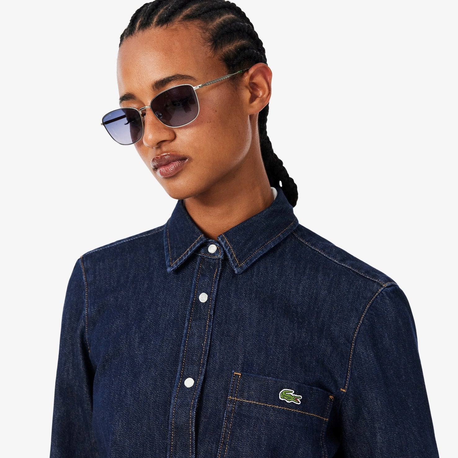 Camisa de Ganga Mulher Lacoste Leve Regular Fit Azul Lacoste 