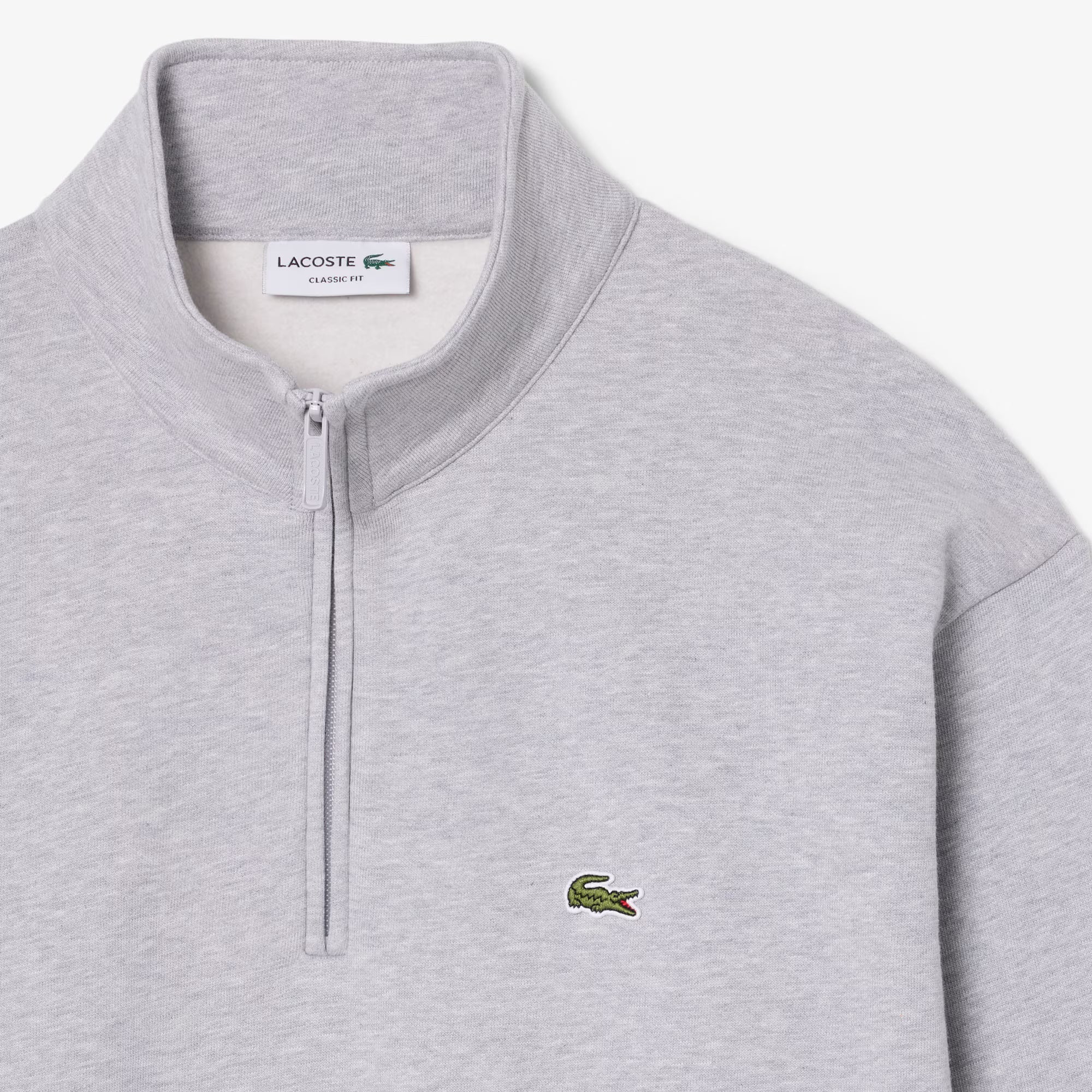Camisola Cardada Homem Lacoste com Fecho e Gola Cinza Lacoste 